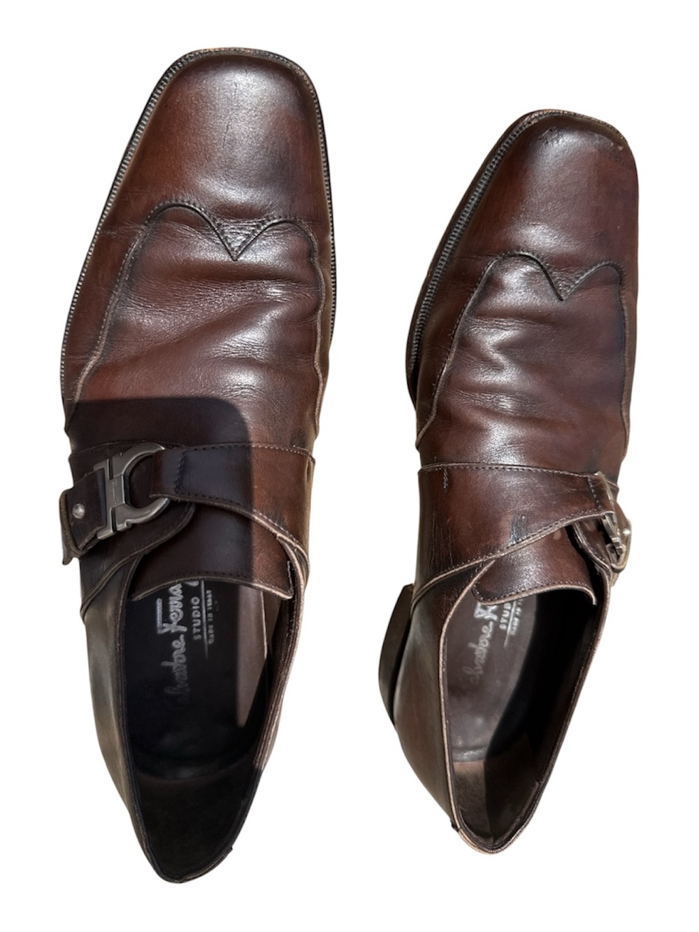 Vintage Salvatore 90's early 2000's Ferragamo single monk strap dress shoes 7.5B